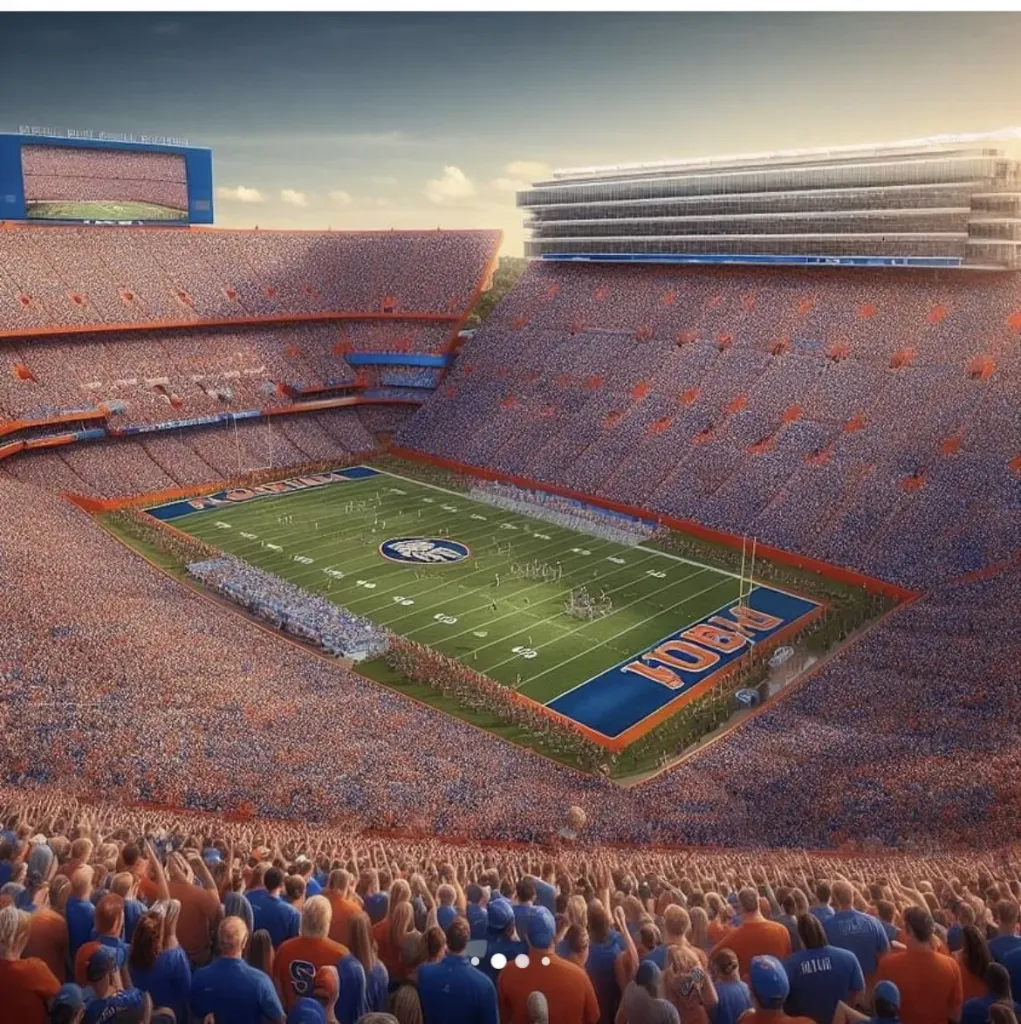 Concept image of Ben Hill Griffin Stadium imagined to seat one million fans