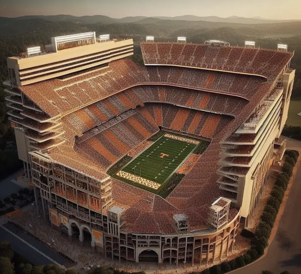Concept image of Neyland Stadium imagined to seat one million fans